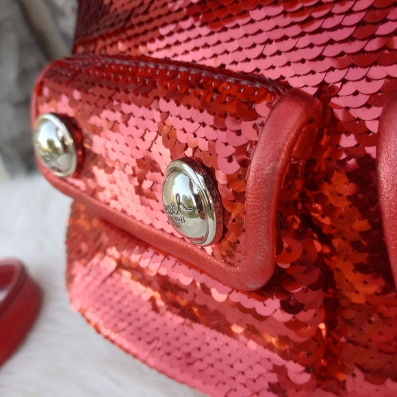 Coach Red Sequin Poppy Spotlight Tote Shoulder Bag - Picture 5 of 16